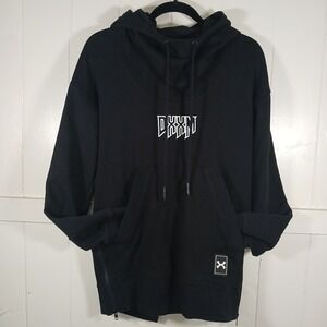 DXXMLife Hoodie Small Black Embroidered Logo Designer Thumbholes Zip Waist Dxxm